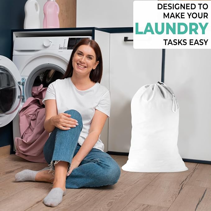 2 Pack - Extra Large Cotton Laundry Bag, Heavy Duty Large Laundry Bags 24 x 36 - Image 4