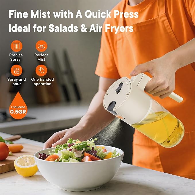 Oil Sprayer For Cooking with Leak-Proof Seal, One Touch Mist - 600ML Kitchen - Image 3