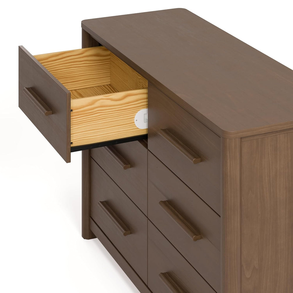 Storkcraft Malta 6 Drawer Dresser, Hazelnut