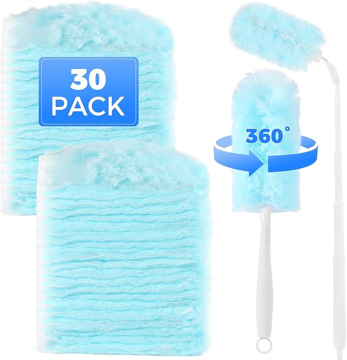 30 PCS Disposable Dusters Refills, 360 Degree Microfiber Duster Refills Kit by wlich