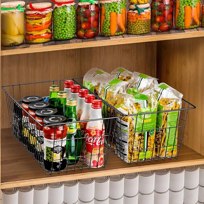 SANNO Freezer Baskets Wire Storage Baskets Closet Baskets Bin Farmhouse - Image 2