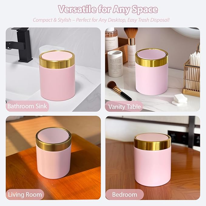 Mini Trash Can with Lid, Metal Small Tiny Mini Trash Bin Can, Mini Countertop - Image 5