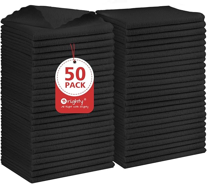 Orighty Black Microfiber Cleaning Cloth, 50 Pack Highly Absorbent Cleaning by AllRightinOrighty