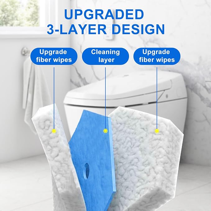 60pcs Disposable Toilet Wand Refills, Replacement Brush Heads Compatible - Image 2