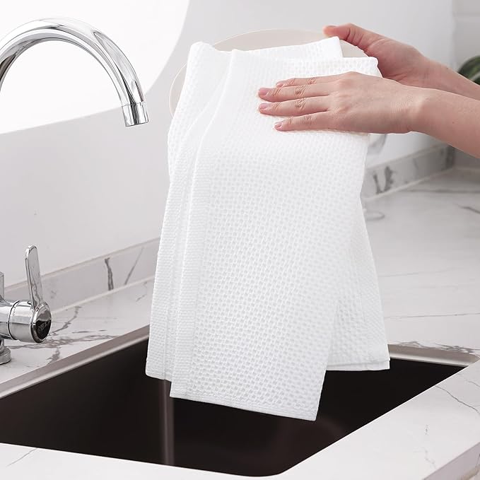 Homaxy 100% Cotton Oversized Waffle Weave Kitchen Dish Towels, Ultra Soft - Image 4