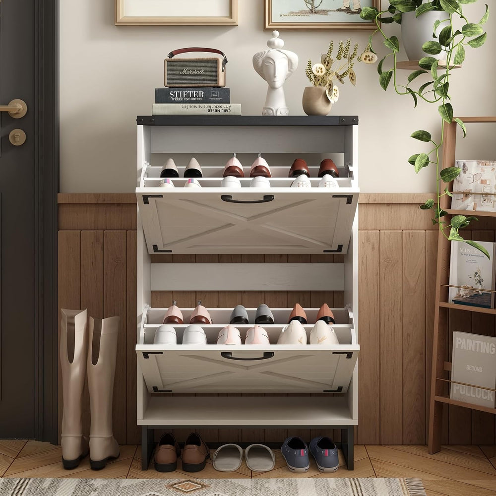 Maupvit 24" W Farmhouse Shoe Cabinet Storage for Entryway, Freestanding ...