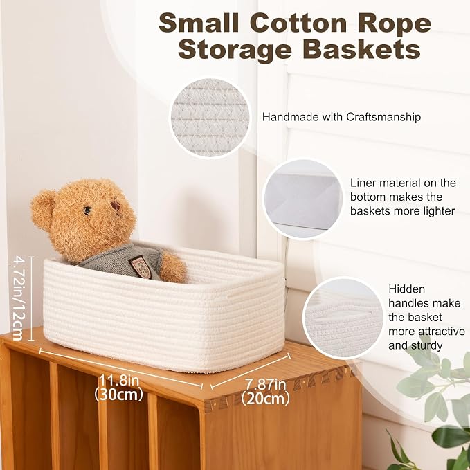 3 Pack Small Storage Baskets for Organizing, Cute Woven Decorative Gift Baskets - Image 2