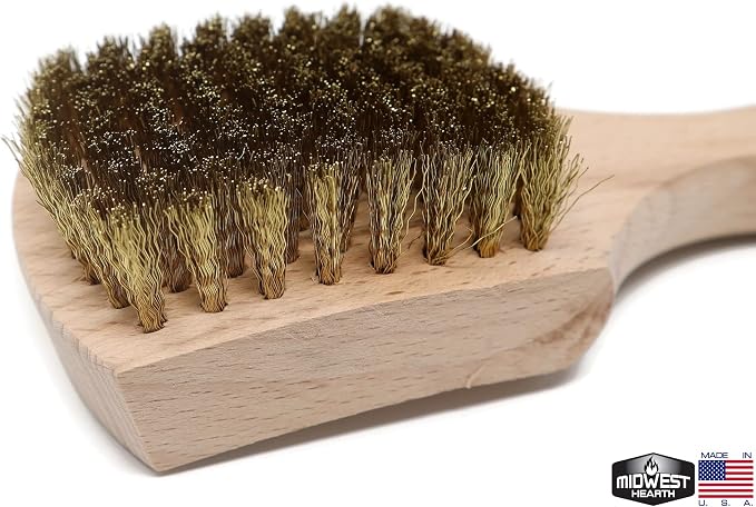 Brass Wire Utility Scrub Brush for Cleaning 9" Hardwood Handle - Image 4