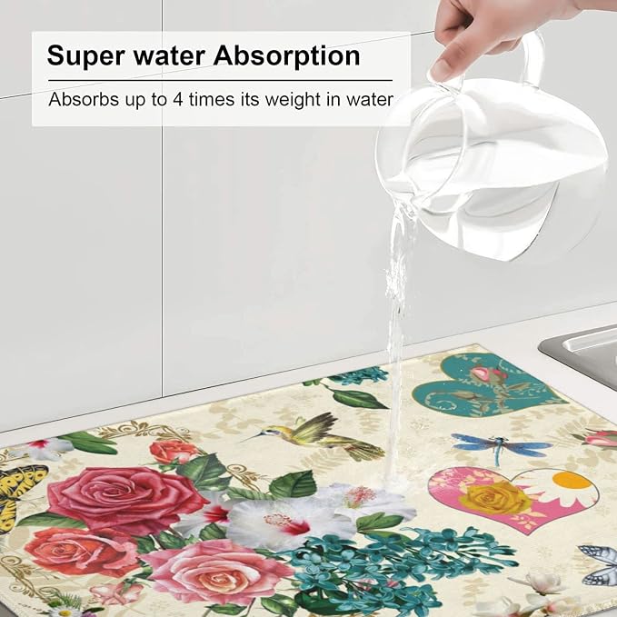 Dish Drying Mat For Kitchen Counter Absorbent Dish Mat Reversible Drainer - Image 6