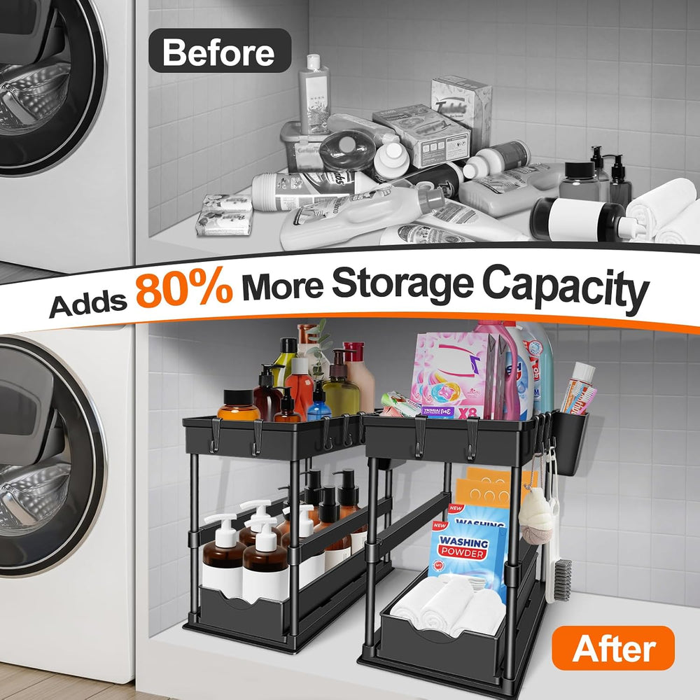 JPart Under Sink Organizer, Kitchen Organizers and Storage, 2-Tier Bathroom C...