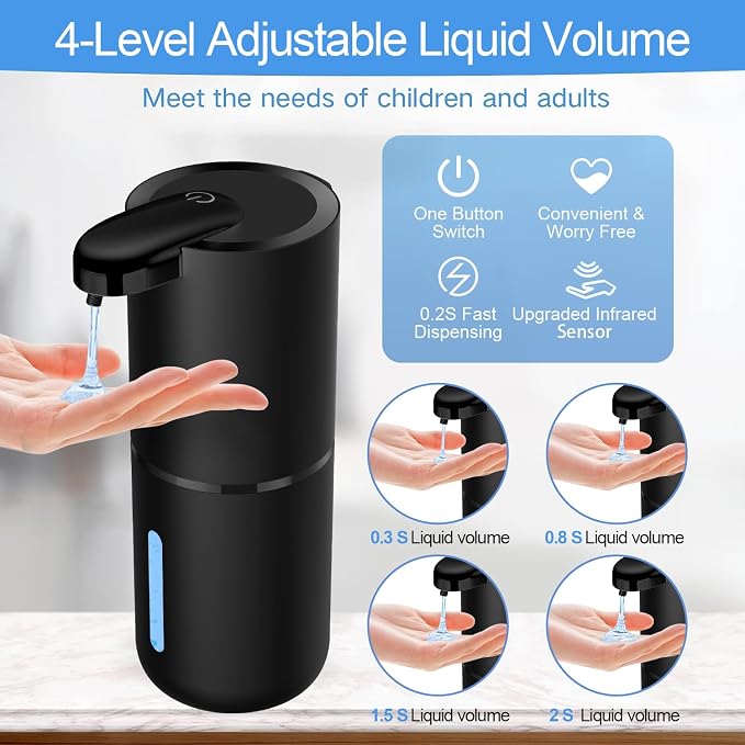 Automatic Soap Dispenser, 380ml Touchless Liquid Foam Soap Dispenser, USB - Image 3