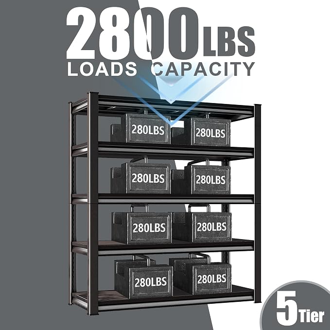 78" H Garage Shelving Heavy Duty，2800LBS Loads Adjustable Garage Storage Shelves - Image 5