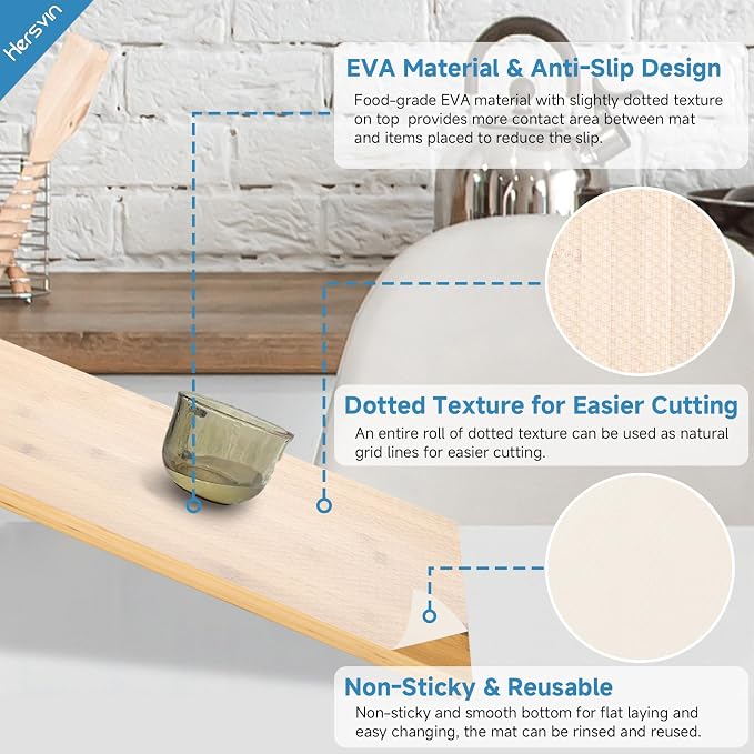 Shelf Liners Drawer Liner for Kitchen Cabinets Non-Adhesive Non Slip, - Image 2