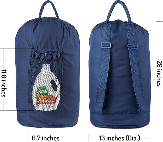 Laundry Bag Backpack with Detergent Holder and Adjustable Shoulder Straps - Image 2