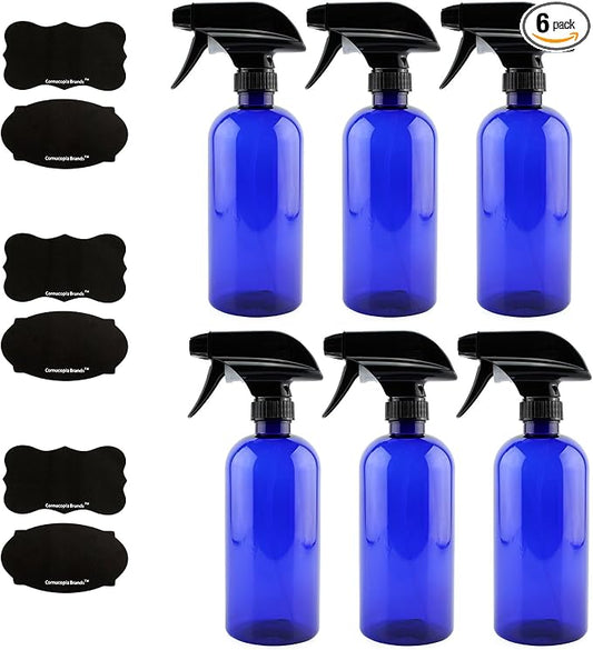Cornucopia Brands 16oz Cobalt Blue PLASTIC Spray Bottles w/Heavy Duty Mist & by CornucopiaBrands