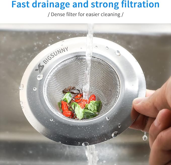 Mesh Sink Strainer Set of 3, MSY BIGSUNNY Stainless Steel Kitchen Sink Strainer - Image 4