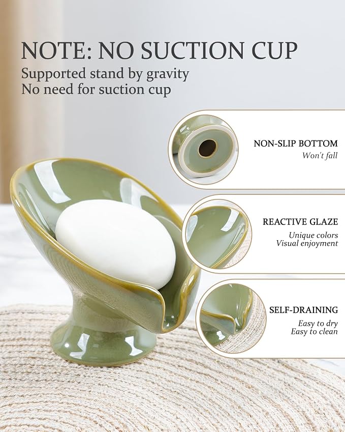 Soap Dish, Self Draining Bar Soap Holder - Image 3