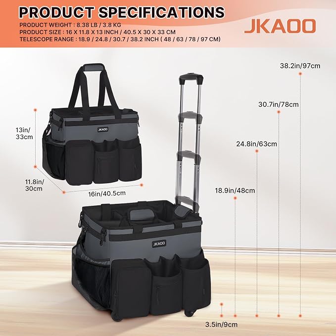 Large Rolling Cleaning Caddy Bag - Image 2