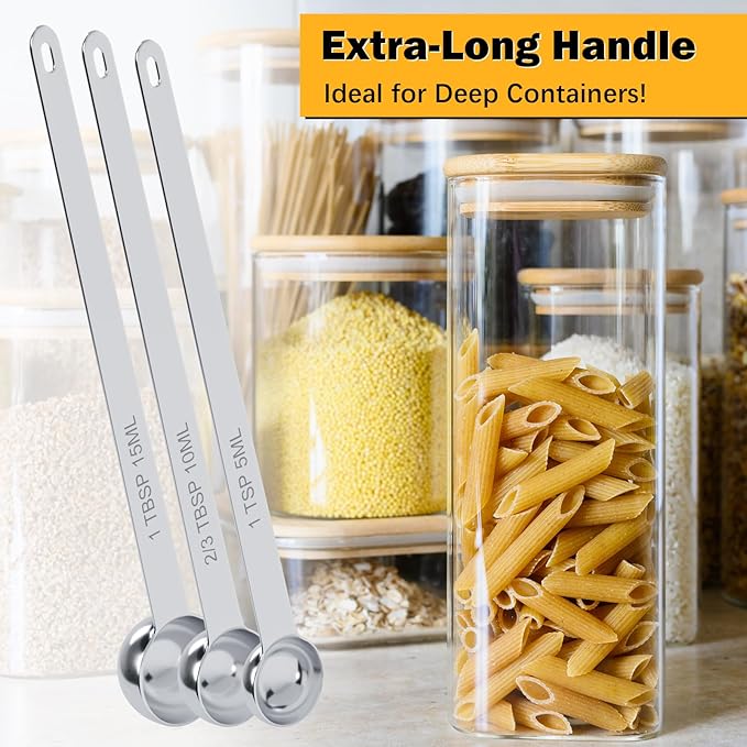 2PCS 1Tbsp Extra Long Handle Measuring Spoon, Single Stainless Steel Individual - Image 3