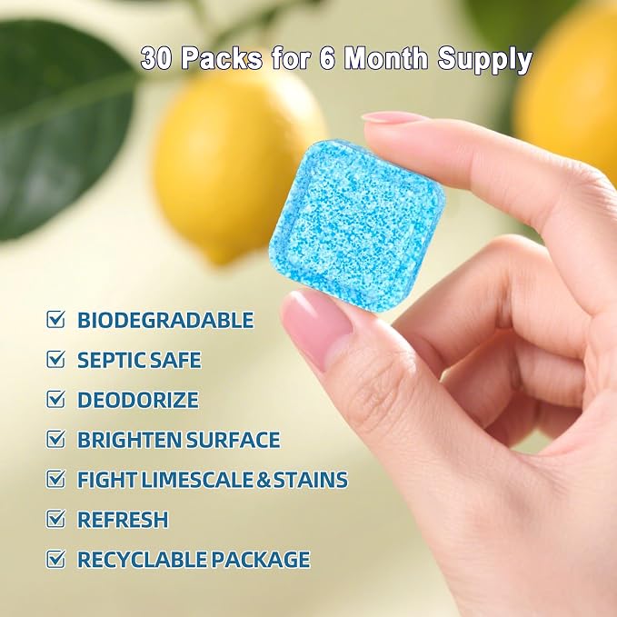 Toilet Bowl Cleaner Tablets 30 Big Pack Fast Dissolve Plastic-free Septic Safe - Image 3