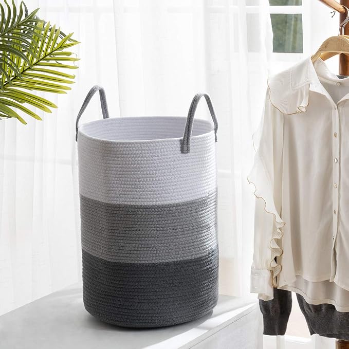 YOUDENOVA Woven Rope Laundry Hamper Basket, 58L Tall Luandry Basket, Baby - Image 7