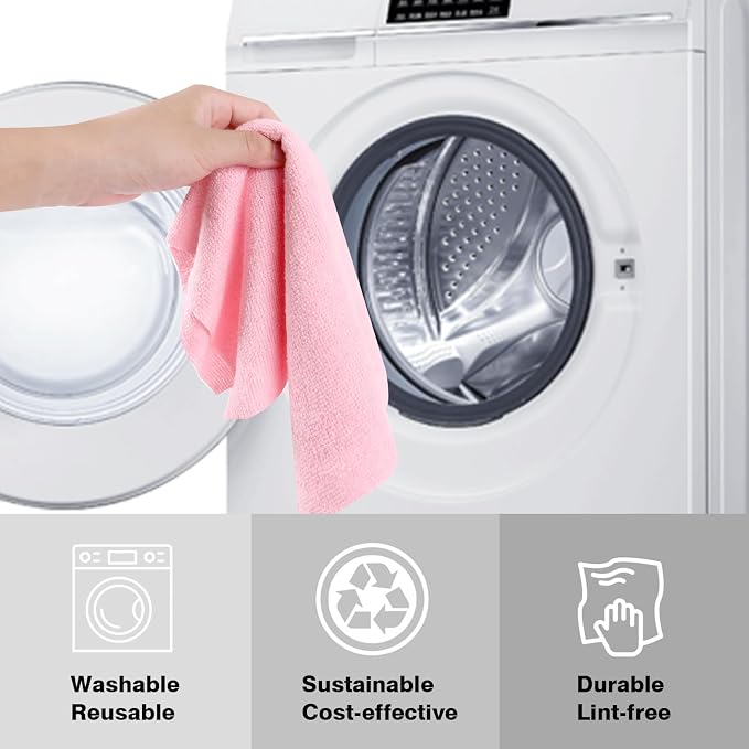 Microfiber Cloth Roll 75 Pack, Tear Away Microfiber Towels 12x12 Inch, Reusable - Image 9