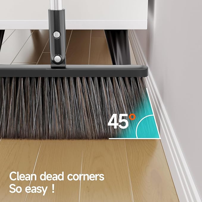 Broom and Dustpan Set for Home, Extra Brush Head & 51.6" Adjustable Long Handle - Image 7