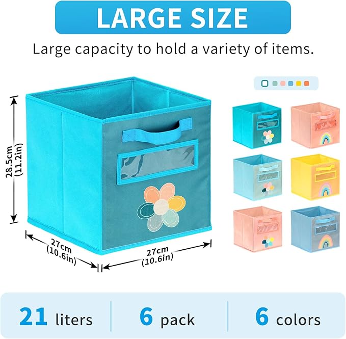 Cube Storage Bins, 6 Pack 11 Inch Fabric Storage Bins - Image 2