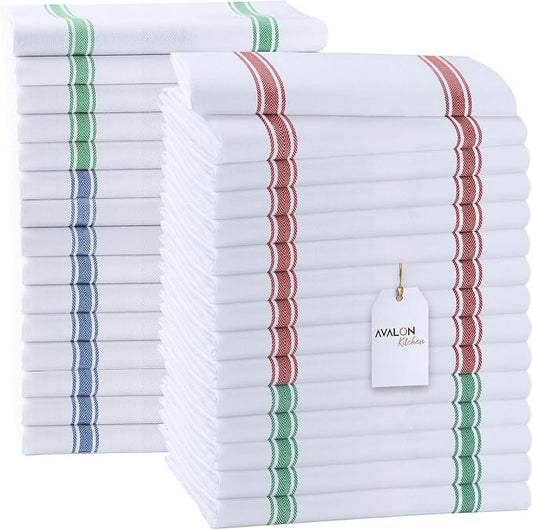 Dish Towels Set Size 15x25 Inch, 100% Cotton Soft & Absorbent Linen Kitchen by Avalon+Kitchen