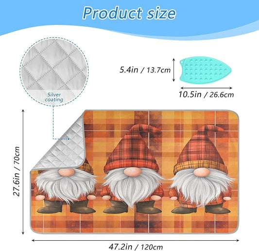 Orange Plaid Thanksgiving Gnomes Ironing Mat Thickened Ironing Blanket Travel - Image 2