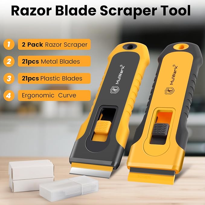 MulWark Razor Blade Scraper, 2 Pack Razor Scraper Tool - Image 3