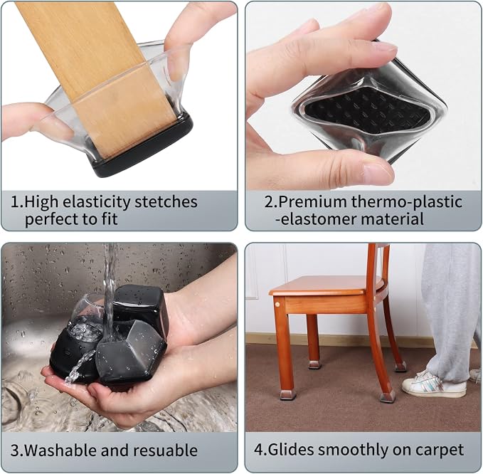 Ezprotekt 24 Pcs Large Clear Chair Leg Sliders - Image 6