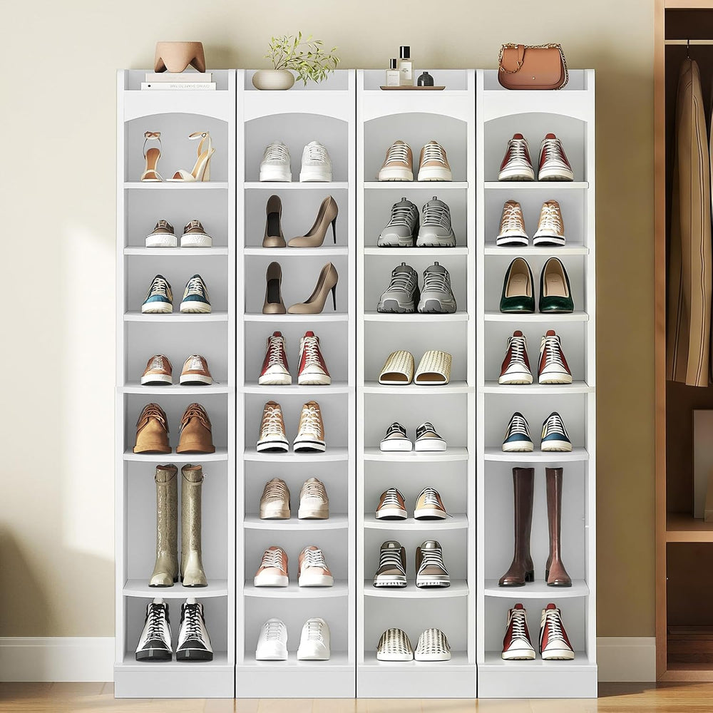 YATINEY 9-Tier Tall Shoe Rack, Wooden Shoe Storage Organizer, Narrow Shoe Cab...