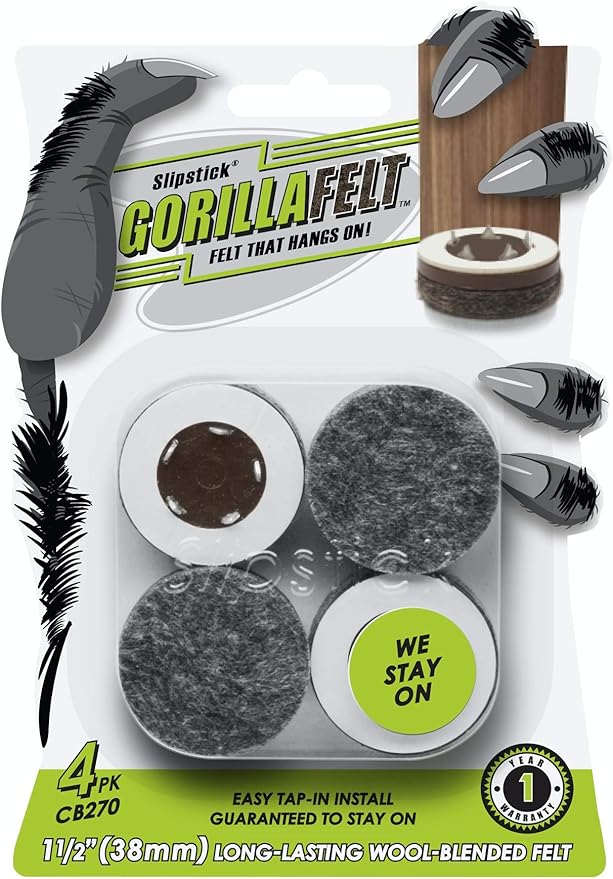 GorillaFelt CB270 Furniture Feet Floor Protectors/Felt Glides Tap On Felt by Slipstick