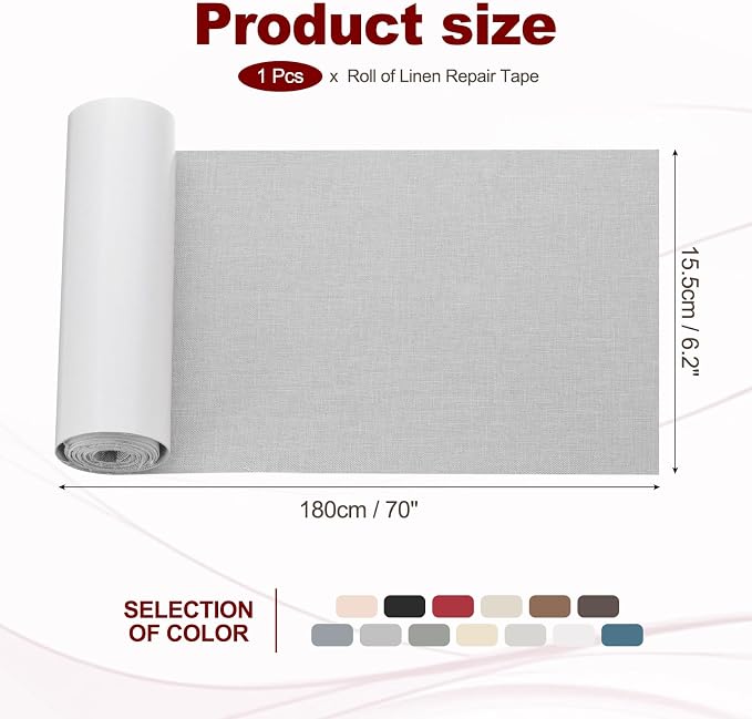 PATIKIL 70x6.2 Inch Linen Repair Tape, Repair Fabric Patch Self Adhesive Couch - Image 2