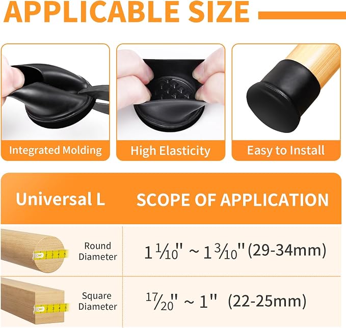 Ezprotekt 24 Pcs Black Chair Leg Sliders - Image 2
