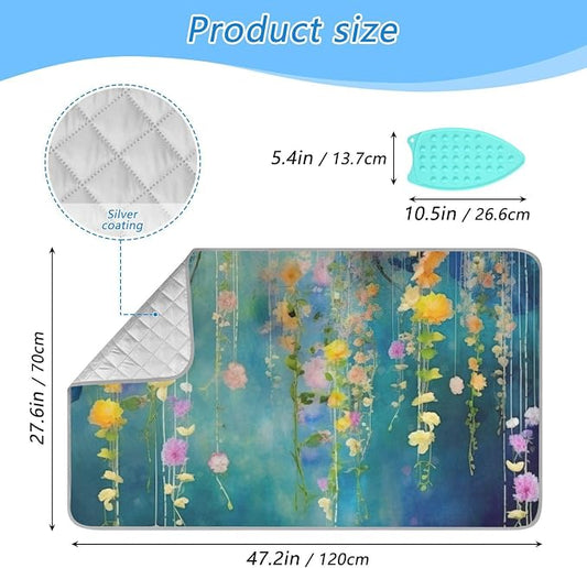 Kigai Watercolor Fowers Ironing Blanket Thick Portable Ironing Pad Travel - Image 2