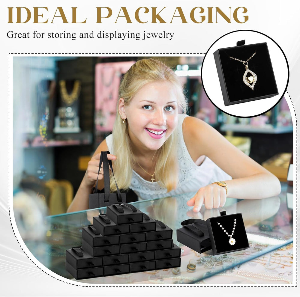 Kenning 50 Pack Jewelry Gift Boxes 3.1x3.1x1.2in Black Jewelry Packaging