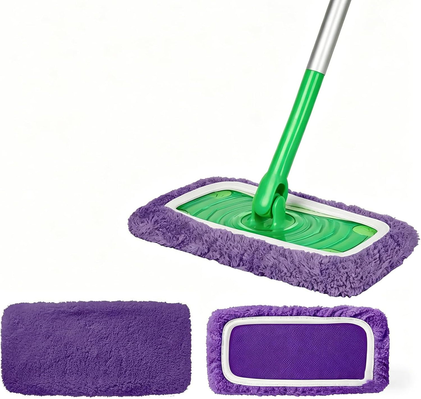 4-Pack Reusable Microfiber Mop Pads - Washable Refills for Wet & Dry Floor Cleaning, Fits Most Standard Mops, Purple Household Cleaning Pads