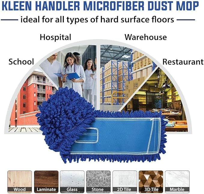 KLEEN HANDLER 18 Inch Microfiber Dust Mop, Large Washable Commercial Mop Head - Image 8