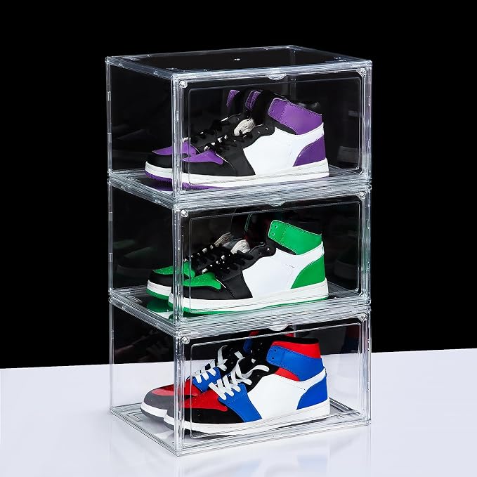 NYZE 3 Pack Acrylic Shoe Boxes Side Open, Shoe Storage Organizer - Image 6