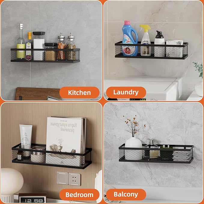 Spice Rack Wall Mount, 4 Pack Pantry Door Organizer & Hanging Storage Baskets - Image 6