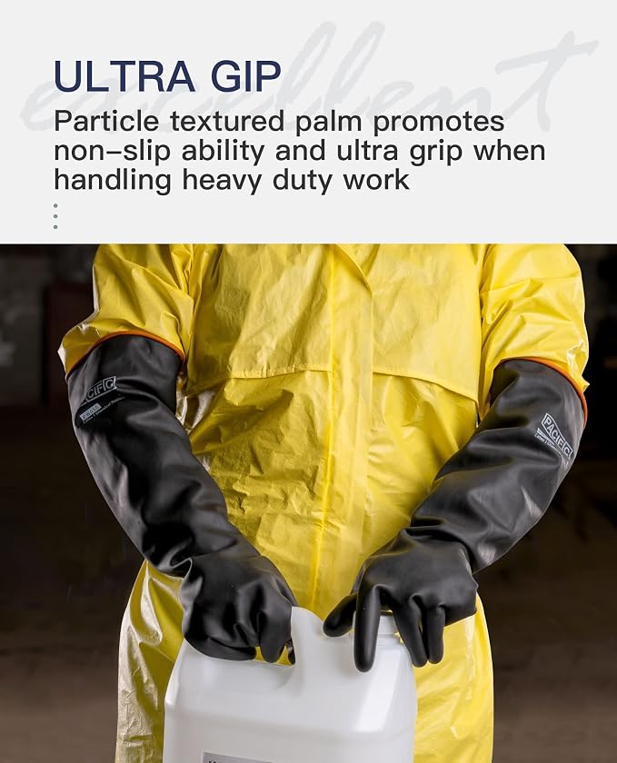 PACIFIC PPE Heavy Duty Latex Chemical Gloves, Strong Acid Resistance Rubber - Image 6