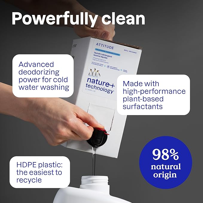 ATTITUDE Liquid Laundry Detergent, EWG Verified, HE Compatible, Plant-Based & - Image 3