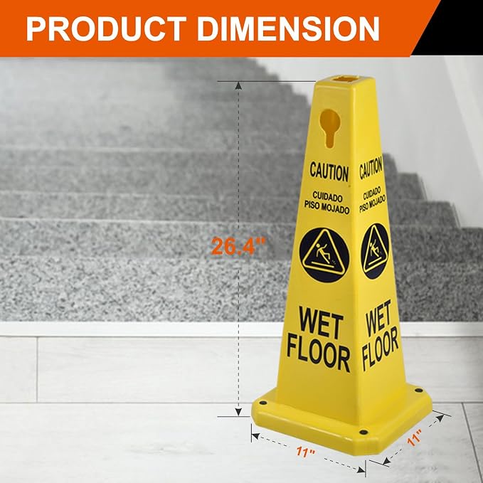 8-Pack 26.5" Caution Cones, 4-Sided Visible Safety Signs - Image 2