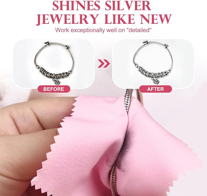 SEVENWELL 50pcs Jewelry Cleaning Cloth Pink Polishing Cloth - Image 3