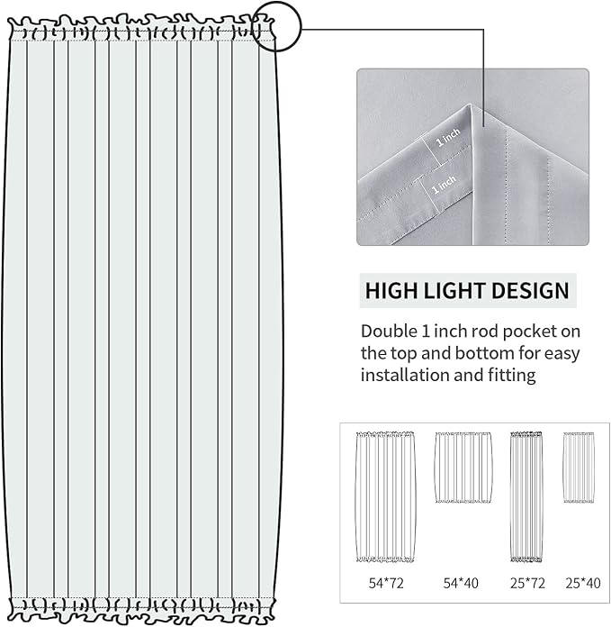 DWCN French Door Curtains – Rod Pocket Thermal Blackout Curtain - Image 2