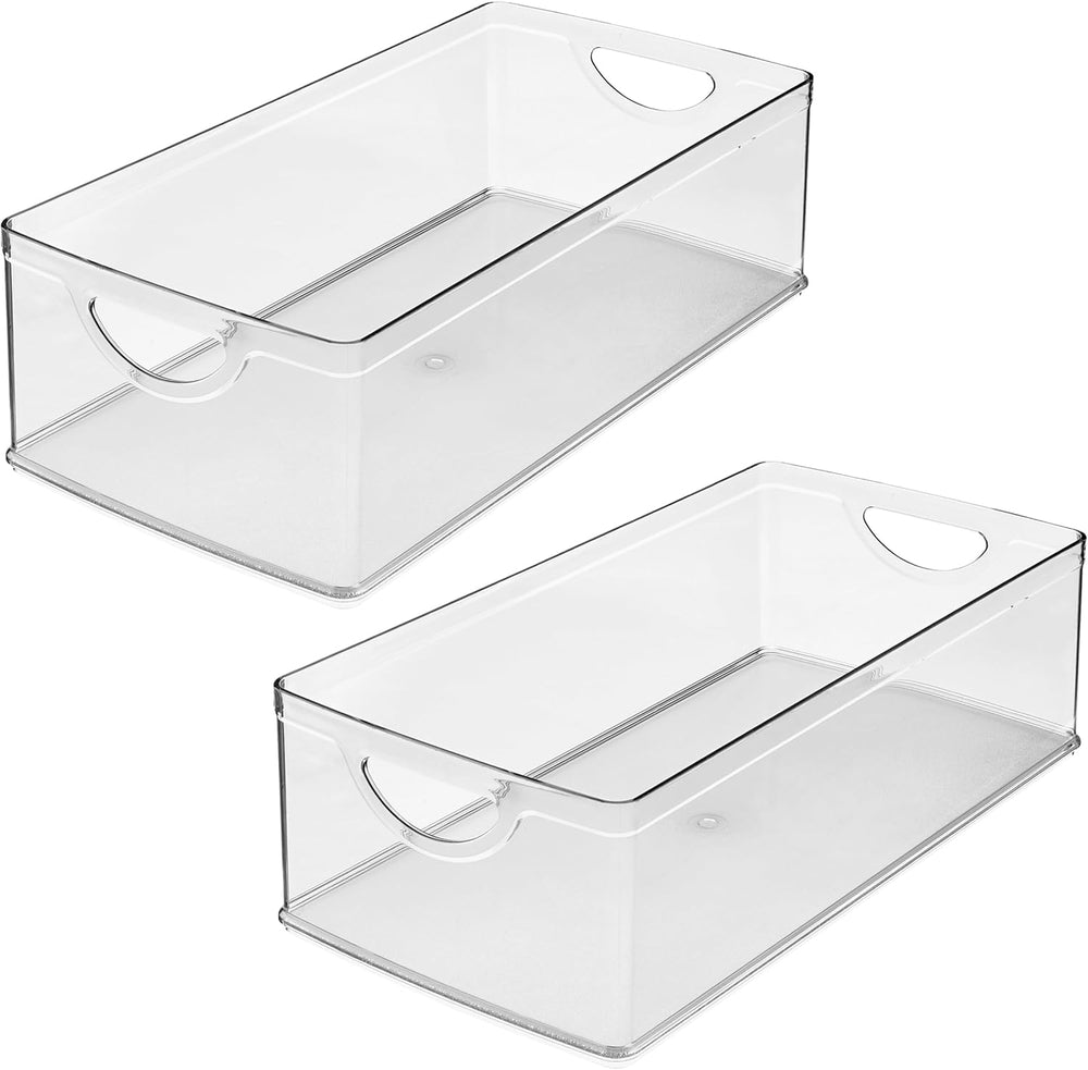iDesign Stackable Clear Plastic Extra Long Storage Bin, 2-Pack