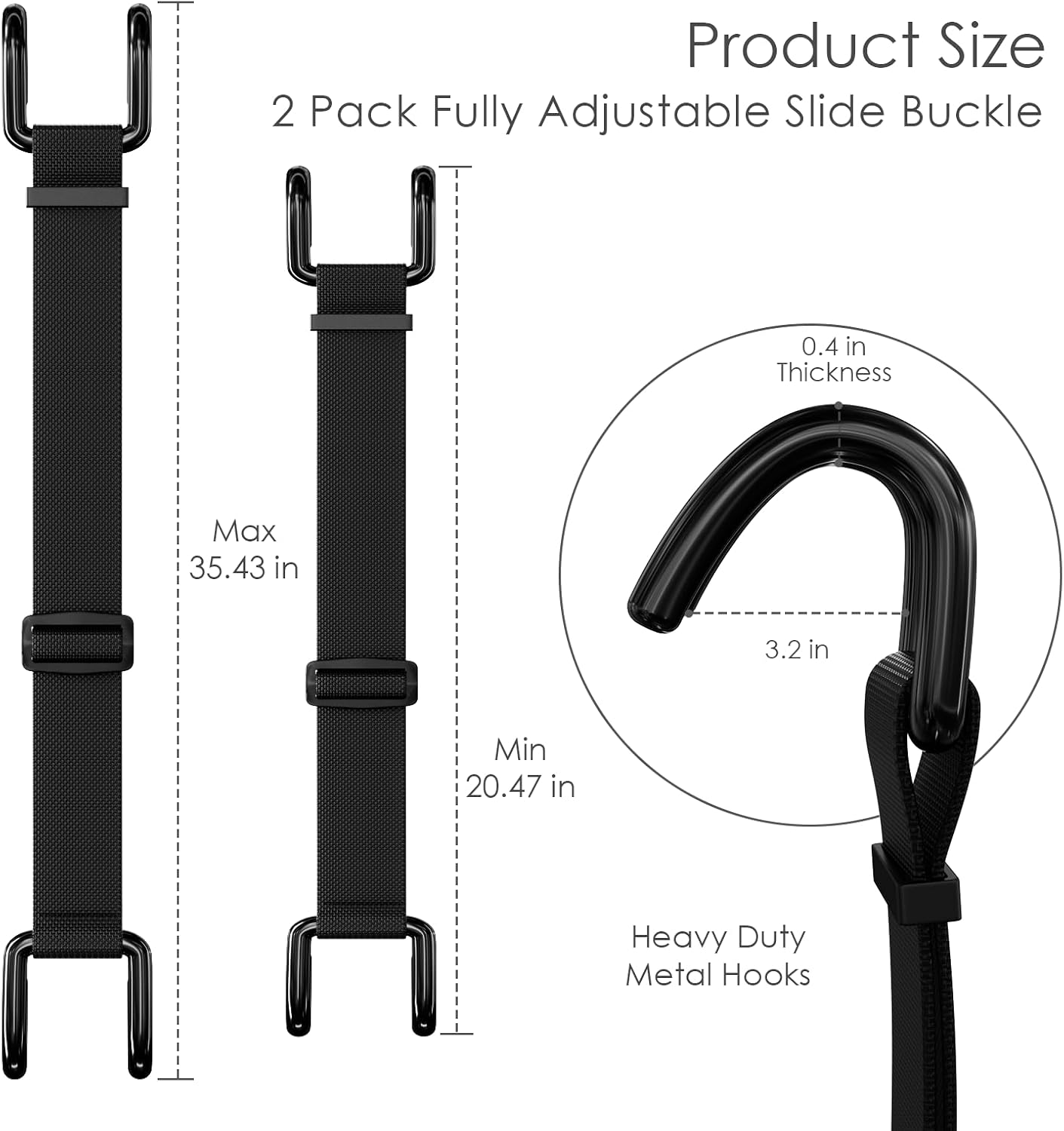 2Pcs Metal Non-Slip Double Claw Trash Can Lid Lock, Adjustable Animal-Proof & Windproof Garbage Can Lock, Universal Fit for 28-96 Gallon Outdoor Bins (Black)