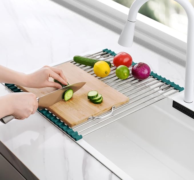 Tomorotec Stainless Steel Roll Up Dish Drying Rack, Foldable Over The Sink - Image 7